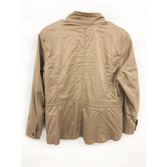 LL Bean Beige Draw String Waist Faux Fur lined 4 Pocket Jacket Size M - Picture 4 of 7